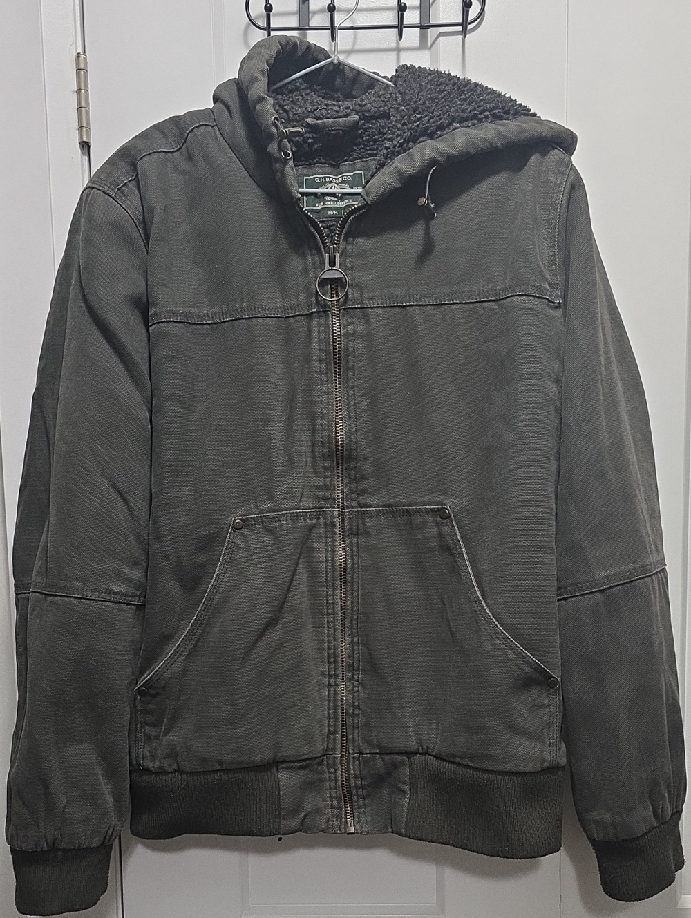 Carhartt Olive Green Hooded Sherpa-Lined Zip Jacket